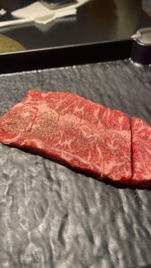 Close-up of a Wagyu beef being on the table at Chubby Cattle BBQ Las Vegas